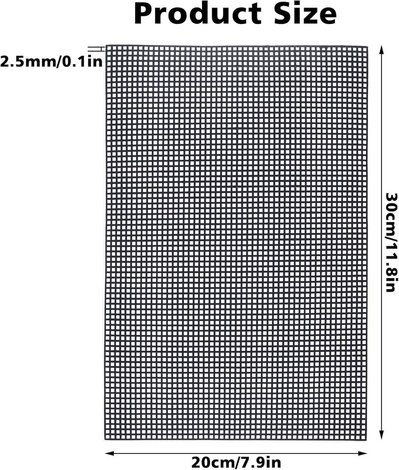 Aster 4 Pieces 4 Count Plastic Mesh Canvas Sheets for Embroidery, Plastic Needlepoint Canvas, Fursuit Eye Mesh for Crafts DIY, Knit Crochet Projects (Black, 1.8×7.9inch) - Image 2